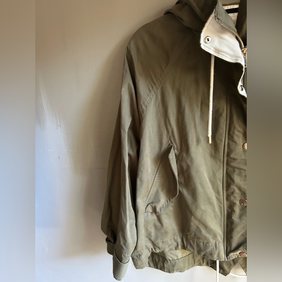 Zara Olive Green Women's Fabric Hooded Jacket - Picture 5 of 9